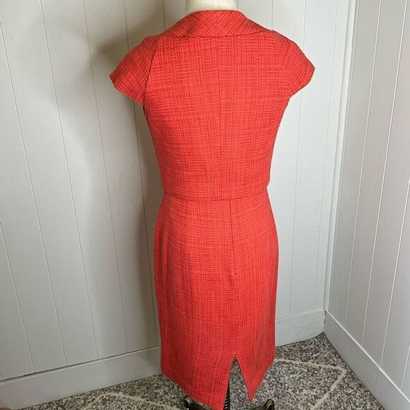 Ellen Tracy Women Size 6 Two Piece Tank Dress & Jacket Red Button Front Textured - Picture 8 of 16